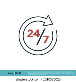 24 Hours Assistance Icon Vector Logo Template Illustration Design. Vector EPS 10.