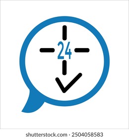 24 hours availability, support service icon.