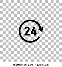 24 hours available. Black flat icon on a transparent background. Pictogram for your project