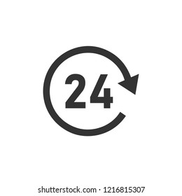 24 hours available. Icon Flat