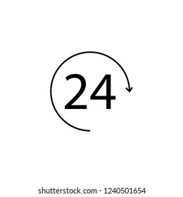 24 hours available. Icon Flat