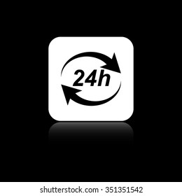 24 hours - black vector icon on the white button