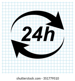 24 hours - black vector icon