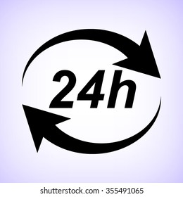 24 hours -  black vector icon