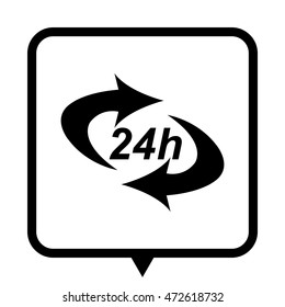 24 hours - black vector icon ; message bubble
