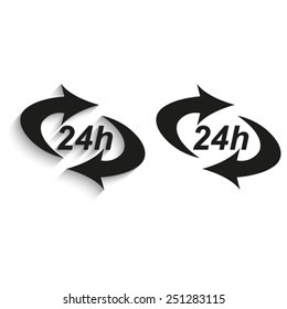 24 hours - black vector icons