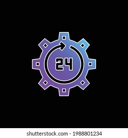 Icono vectorial de gradiente azul de 24 horas