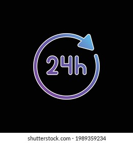 Icono vectorial de gradiente azul de 24 horas