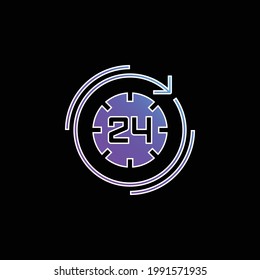 24 Hours blue gradient vector icon