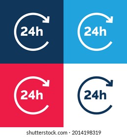 24 Hours blue and red four color minimal icon set