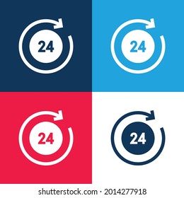 24 Hours blue and red four color minimal icon set