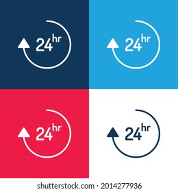24 Hours blue and red four color minimal icon set