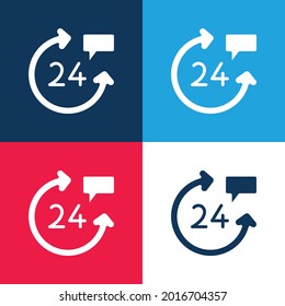 24 Hours blue and red four color minimal icon set