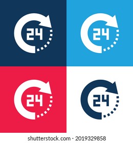 Minimaler Icon-Satz für 24 Stunden Blau und Rot