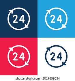 24 Hours blue and red four color minimal icon set