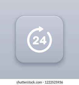 24 hours button, best vector on a gray background