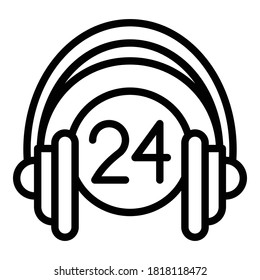 24 hours call center icon. Outline 24 hours call center vector icon for web design isolated on white background