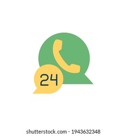 24 Hours Call center icon in color icon, isolated on white background 