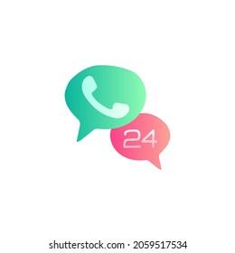 24 Hours Call center icon in gradient color style