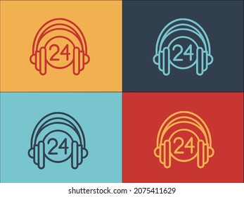 24 Hours Call Center Logo Template, Simple Flat Icon Of support,service,customer