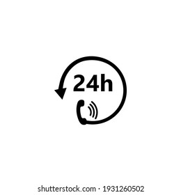 24-Stunden-Rufnummernsymbol für Callcenter-Dienste