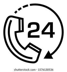 24 hours Call Customer Support Vector Icon Series