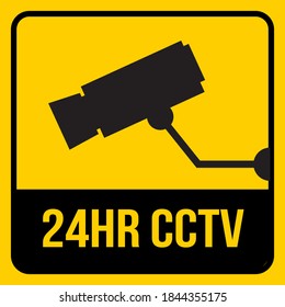 Signo de pegatina de advertencia amarilla de 24 horas CCTV