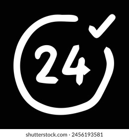 24 Stunden mit Schecksymbol