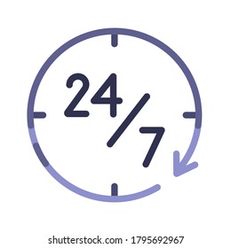 24 hours circle business flat icon