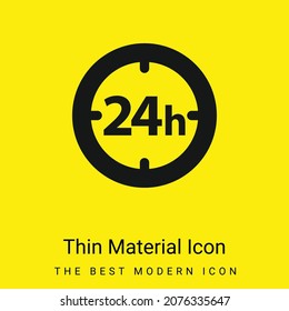 Símbolo de reloj circular de 24 horas icono de material amarillo brillante mínimo