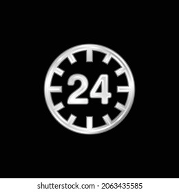 24 Hours Circular Sign silver plated metallic icon