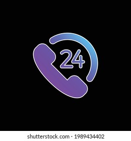 24 Hours Client Service blue gradient vector icon