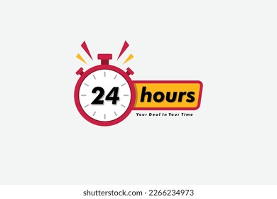 24-Stunden-Uhrenpfeil. Symbolarbeitszeit, Vektorsymbol-Illustration