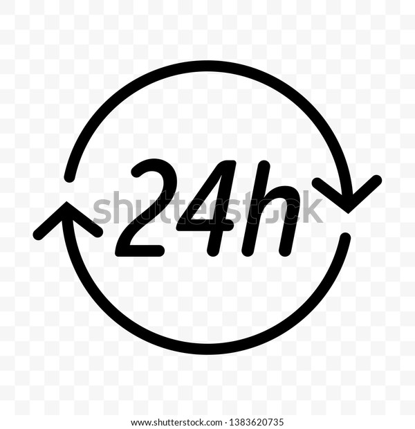 24時間制の矢印ベクター画像アイコン 24時間体制の顧客サポート 配送 スーパーマーケット および店舗のオープンシンボル のベクター画像素材 ロイヤリティフリー