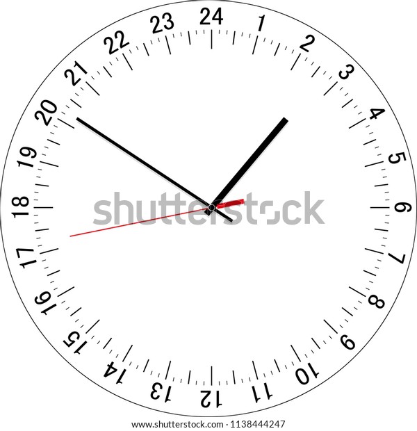 24 Hours Clock Dial Full Day Stock Vector Royalty Free