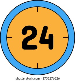 Icono de reloj de 24 horas siempre abierto o rápido envío en línea concepto tienda ilustración vectorial