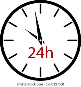 24 Hours Clock Icon. Flat Color Design. Vector Illustration.