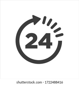 24 hours clock icon on white background