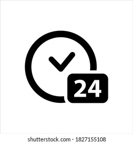 24-Stunden-Uhr-Symbol auf weißem Hintergrund
