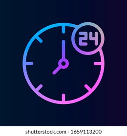 24 horas, icono de reloj nolan. Línea delgada simple, vector de esquema de iconos de administración de proyectos para ui y ux, sitio web o aplicación móvil