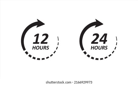 24 hours clock sign icon in flat style. Twenty four hour symbol, vector illustration