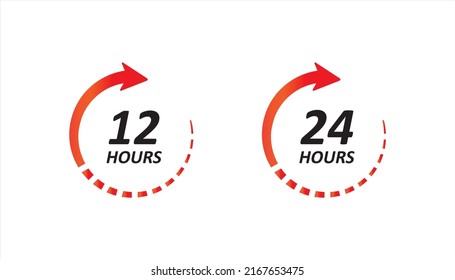 24 hours clock sign icon in flat style. Twenty four hour symbol, vector illustration