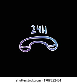 24 Hours Commercial Phone blue gradient vector icon