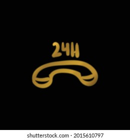 24 Hours Commercial Phone gold plated metalic icon or logo vector