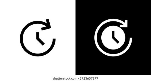 24 Hours concept with flat Black White Background. Vector illustration.