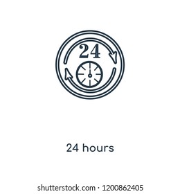 24 hours concept line icon. Linear 24 hours concept outline symbol design. This simple element illustration can be used for web and mobile UI/UX.