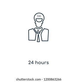 24 hours concept line icon. Linear 24 hours concept outline symbol design. This simple element illustration can be used for web and mobile UI/UX.