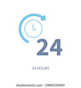 24 Stunden Konzeptlinie Symbol. Einfache Elementdarstellung. 24 Stunden Konzept Umriss Symbol Design.