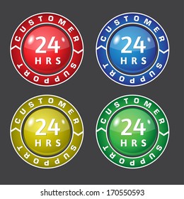 24 Hours Customer Care Support Vector Icon