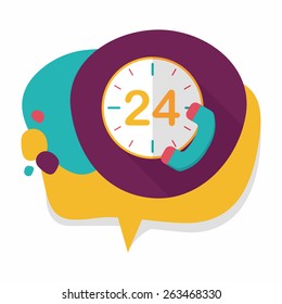 24 hours customer phone service flat icon with long shadow,eps10